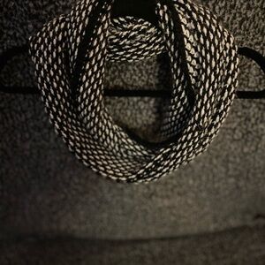 Black and White Knit Infinity Scarf - Women Accessories